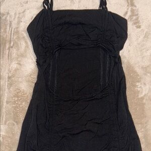 Black Ruched Strap Dress